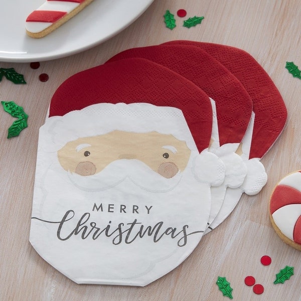 16 Christmas Santa Napkins, Father Christmas Napkins, Christmas Party Napkins, New Year Party Napkins,