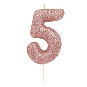 Number 1 Rose Gold Glitter Candle, 1st Birthday Candles, Birthday Cake
