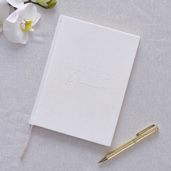White Embossed Wedding Planner, Wedding Accessories, Wedding Book, Wedding Decorations, Hen Party Gift, Bridal Shower Gift