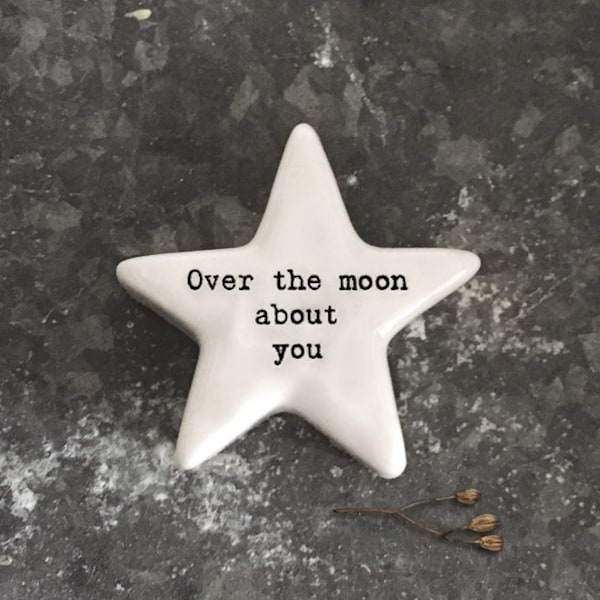 Over The Moon About You White Star Pebble Gift, Birthday Gift, Lockdown Gifts, Isolation Gifts, Baby Shower Gifts, Home Decorations,