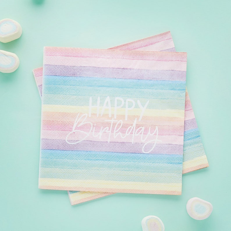 16 Pastel Rainbow Party Napkins Birthday Party Napkins Etsy UK