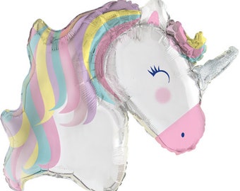 42 Inch Unicorn Head Balloon, Unicorn Party Balloons, Girls Party Balloons, Girls Birthday Party, Party Decorations, Pastel Decorations