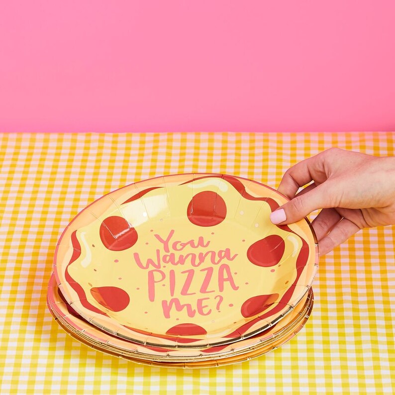 10 Pizza Party Plates Birthday Party Plates Fast Food Party Etsy