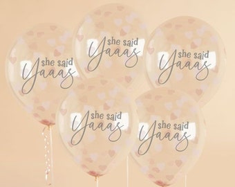 5 Rose Gold Hen Party Bride Confetti Balloons, She Said Yaaas Balloons, Hen Party Decorations, Bridal Shower Decor, Bachelorette Party Decor