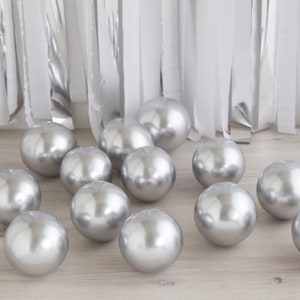 40 Silver Chrome Mini Balloons, Party Decorations, Balloon Stand Pack, Birthday Party Decorations, Silver Anniversary Party, Mini Balloons