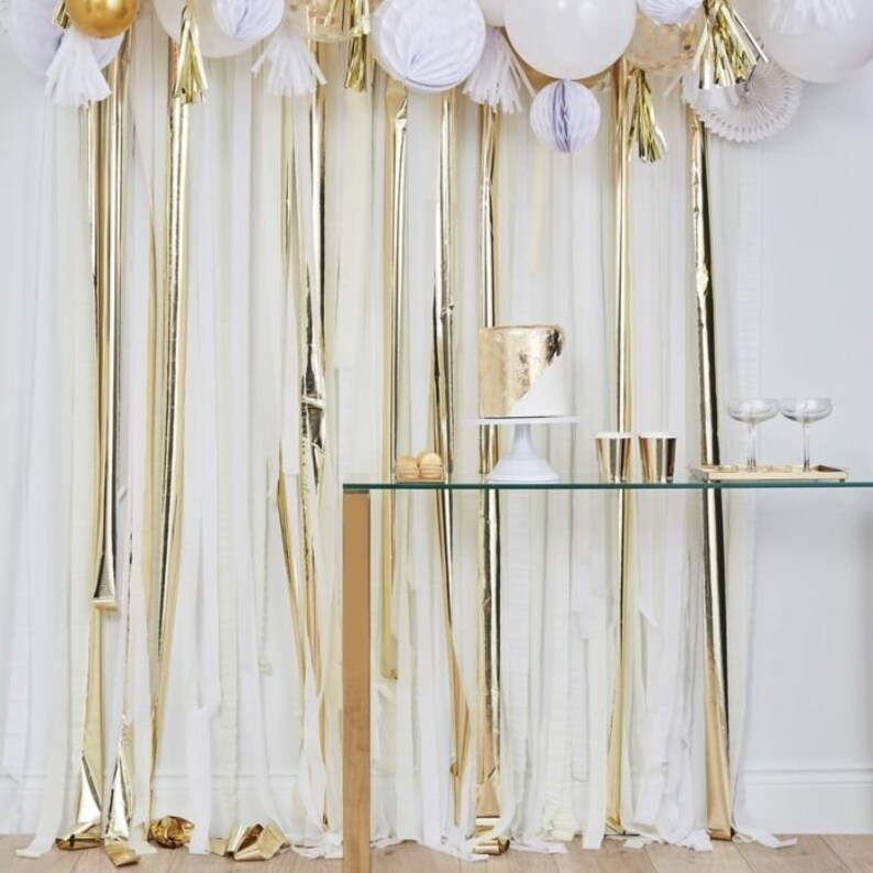 Gold Streamer Garland Kit Wedding Decorations Baby Shower Etsy UK