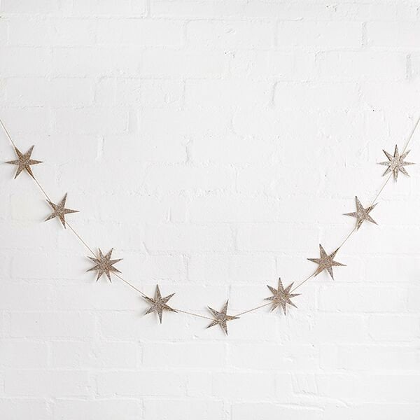 Wooden Gold Star Garland, Gold Star Bunting, Gold Wedding Decorations, Christmas Garland, Gold Baby Shower, Birthday Party Decorations
