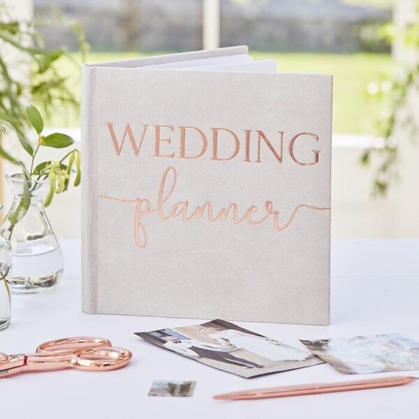Grey Rose Gold Wedding Planner, Wedding Accessories, Wedding Book, Rose Gold Foiled Book, Wedding Decorations, Hen Party Gift, Bridal Shower