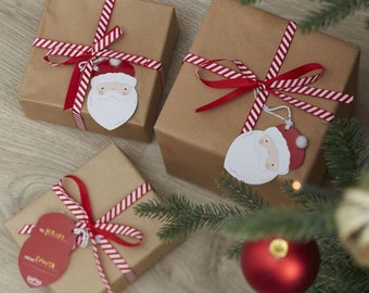 8 Weihnachtsgeschenkanhänger mit Band, Weihnachtsgeschenkanhänger, Weihnachtsverpackungsanhänger, Weihnachtsgeschenkverpackung,