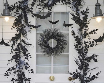 Halloween Garland Foliage Door Kit, Halloween Party Decorations,  Artificial Garland, Halloween Party Decorations, Black Hanging Decorations