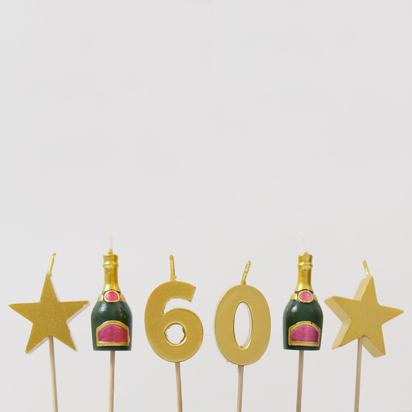 Number 60 Gold Candle Set 60th Birthday Gold Candle Birthday Etsy