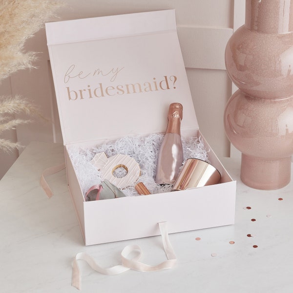 Blush Rose Bridesmaid Proposal Box, decoraciones para despedida de soltera, kits de propuestas para damas de honor, regalos de despedida de soltera