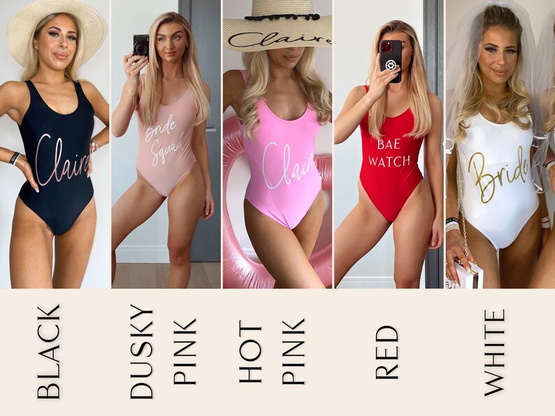 Wife of the Party Personalised Swimsuit, Bride to Be Gifts, Hen Party Weekend Swimwear, Honeymoon Swimsuit, Bachelorette Party Weekend image 3