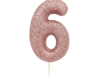 SIX Birthday Candle Number Candles Happy 16th Birthday Number 6 Birthday Candle Gold Glitter Birthday Cake Candle Happy 60th