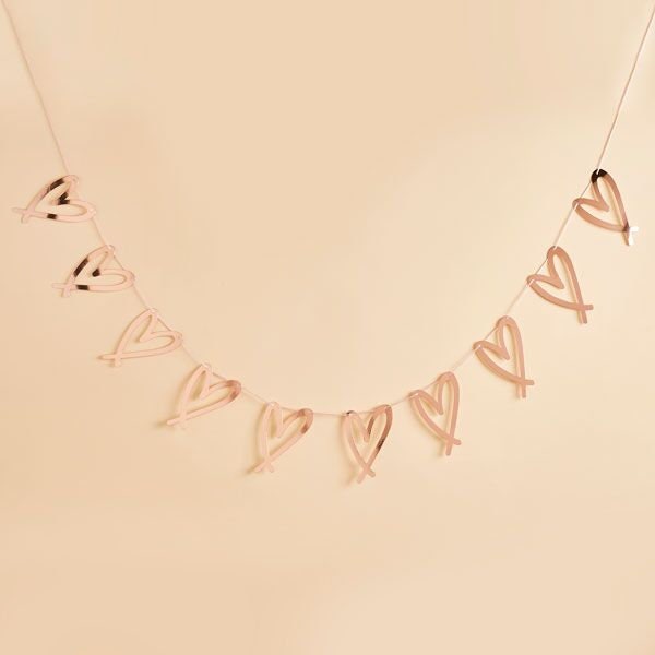 Rose Gold Heart Vrijgezellenfeest Bunting, Rose Gold Wedding Garland, Rose Gold Baby Shower Bunting, Vrijgezellenfeest Decoraties, Feestdecoraties