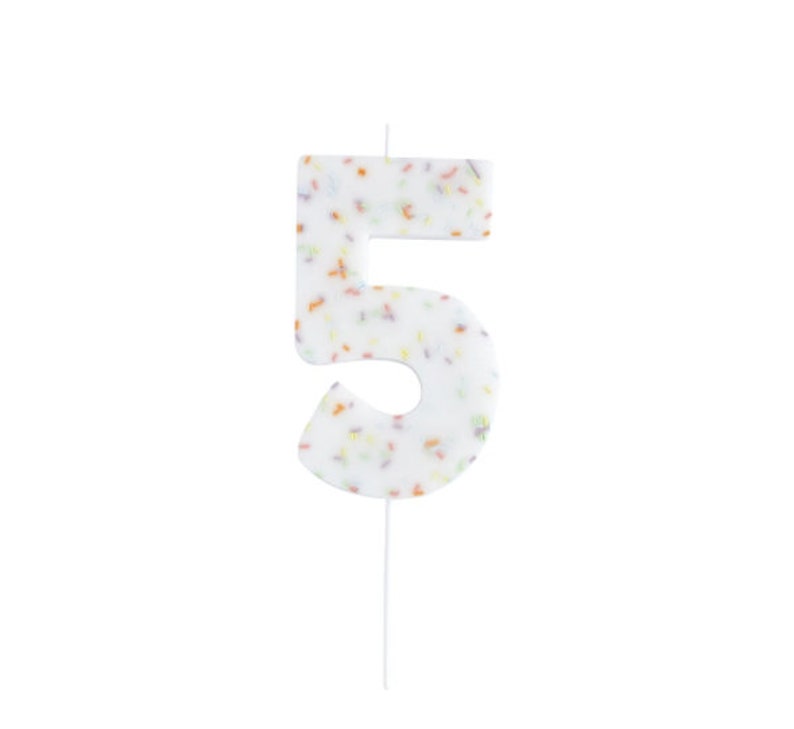 Number 5 Rainbow Sprinkle Candle, 5th Birthday Candles, Birthday Cake Candle, Birthday Party Decorations, Rainbow Decorations, Age Candles image 2