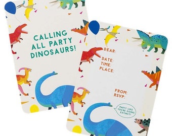 8 Dinosaur Party Invitations, Birthday Party, Tropical Birthday Party Decorations, 1st Birthday Party, Children's Party, Kid's Party