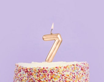 Number 7 Gold Candle, Gold Seventh Birthday Candles, Birthday Cake Candle, Age Candles, Gold Birthday Party Decorations