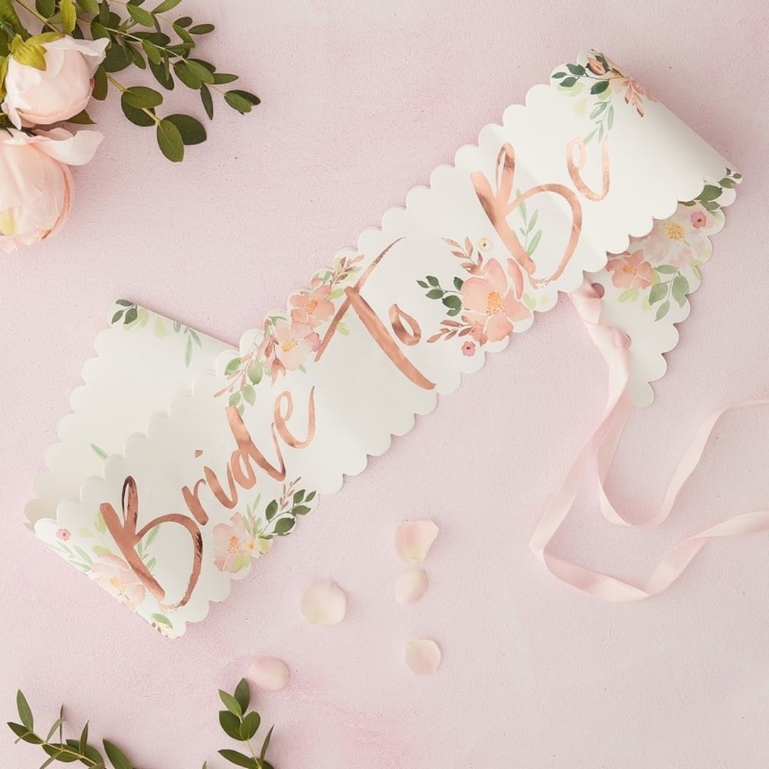 Rose Gold Bride to Be Sash, Floral Bachelorette Sashes, Hen Party ...