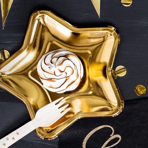 6 Gold Star Plates Baby Shower Star Party Plates Christmas Etsy