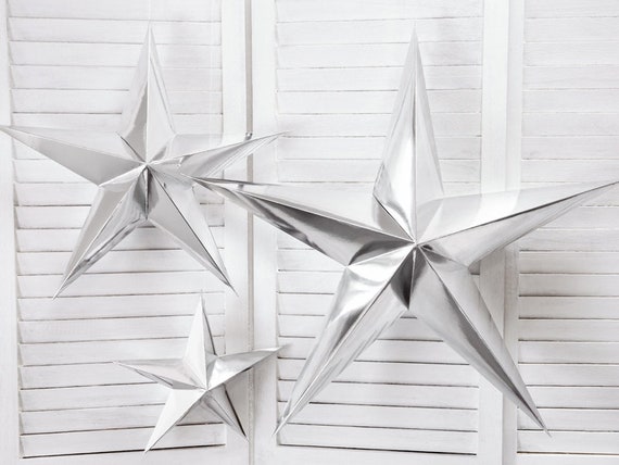 Silver Star Decorations Christmas Star Decorations Silver Stars Wedding Decorations Silver Party Decorations Birthday Party Decorations