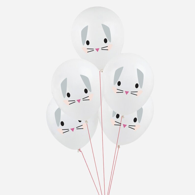 Girls Birthday Party Neutral Baby Shower Birthday Bunny Rabbit Party Balloons
