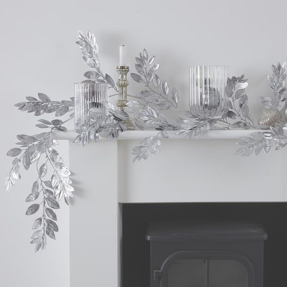 Silver Foliage Garland, Rustic Christmas Garlands, Festive Decorations,  Christmas Wreath, Mantelpiece and Fireplace Decorations 