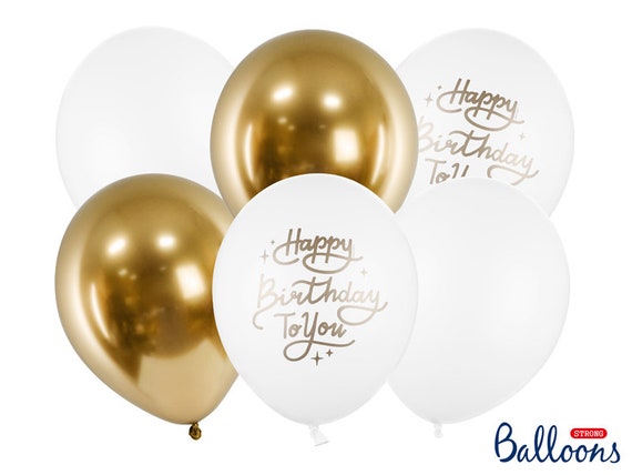 6 ballons de joyeux anniversaire en or blanc, ballons de fête en or, ballons  d'anniversaire, ballons de fête d'anniversaire -  France