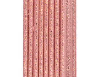 10 Rose Gold Glitter Straws, Rose Gold Tableware, Paper Straws, Party Straws, Wedding Straws, Hen Party Tableware, Birthday Party Straws