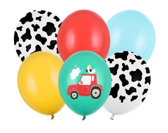 6 Farmyard Birthday Party Balloons, Farm Theme Birthday Decorations, Birthday Party Balloons, Birthday Party Decorations