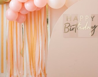 Peach Cream Gold Streamer Garland Kit, Wedding Decorations, Baby Shower Decorations, Birthday Party Backdrop, Hen Party Decorations