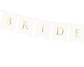 White Gold Bride & Groom Banner, Wedding Banner, Wedding Bride Groom Bunting, Wedding Decorations, Gold Wedding Decorations