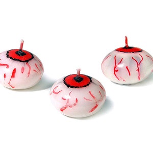 3 Eyeball Floating Halloween Candles, Halloween Party Decorations, Candle Decorations, Table Candles, Party Decorations, Halloween Decor image 2