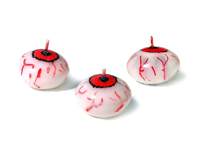 3 Eyeball Floating Halloween Candles, Halloween Party Decorations, Candle Decorations, Table Candles, Party Decorations, Halloween Decor image 2