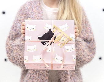 Pink Cat Wrapping Paper, Kitten Wrapping Paper, Kitty Gift Wrap, Pink Wrapping Paper