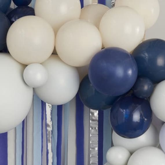 Blue and Silver Party Streamers Backdrop