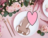 6 Rose Gold Hen Party Plates, Penis Plates, Team Bride Plates, Rose Gold Bachelorette Party, Bridal Shower Party Paper Plates