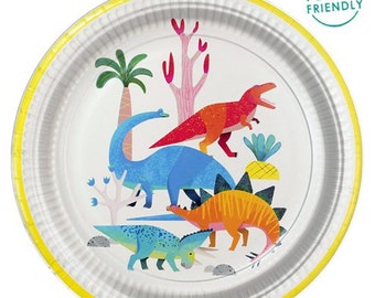 8 Dinosaur Party Plates, Birthday Party, Dinosaur Birthday Party Decorations, 1st Birthday Party, Children's Party, Kid's Party