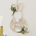 Wooden Rabbit Wreath, Easter Decorations, Wooden Hanging Rabbit Bunny Decorations, Spring Wedding Decor, Home Easter Decorations