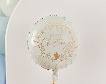 22" Gold Happy Christening Balloon, Christening Party Decorations, Gold Christening Celebration Decorations,