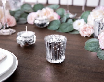 Silver Glass Tea Light Holder, Rustic Wedding Decorations, Candle Holders, Venue Decorations, Golden Wedding