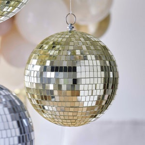 Gold Disco Ball Party Decoration, Gold Decorations, Disco Decorations, Disco Theme, Hanging Decorations, Party Backdrop