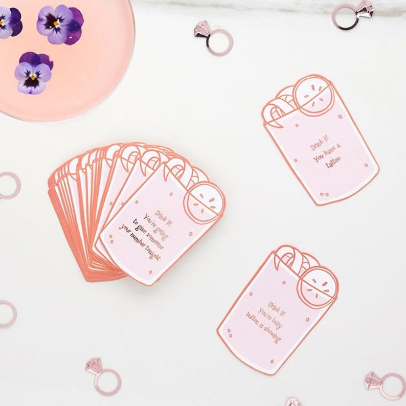 Pink Rose Gold Hen Party Drinking Game, Blush Rose Gold Bachelorette Party Games, Bridal Shower Party Games, image 1