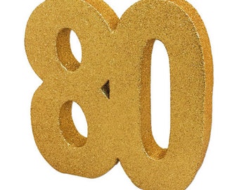 Gold Glitter 80th Birthday Party Table Decoration, Centrotavola Gold 80 Glitter, Decorazioni per l'80° compleanno, Decorazioni per feste, 80° compleanno
