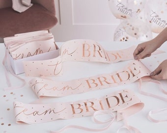 1 Rose Gold Hen Party Sash, Bachelorette Sash, Team Bride Sashes, Bachelorette Party, Bridal Shower Sashes, Rose Gold Team Bride