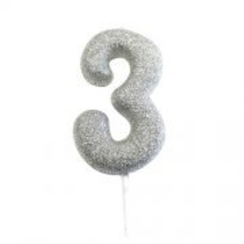 Silver Decorations 4th Birthday Silver Candle Four Candle Silver Anniversary Party Number 4 Silver Glitter Candle Birthday Cake Candle