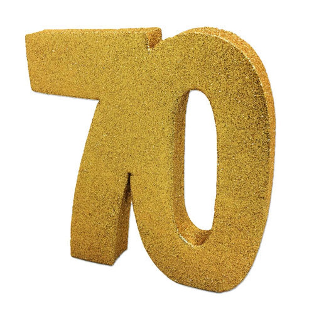 Gold Glitter 70th Birthday Party Table Decoration, Gold 70 Glitter ...