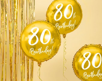 Gold 80th Birthday Balloon, Eightieth Birthday Balloon, 80th Birthday Party, Gold Decor, Girls Birthday Party, Milestone Birthday, 80 Years