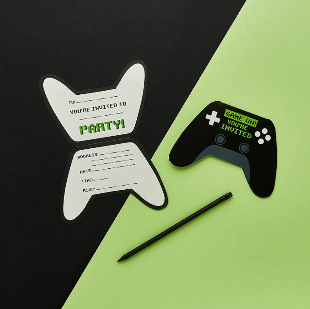 10 Game Controller Birthday Party Invitations, Birthday Party Invites, Video Game Party