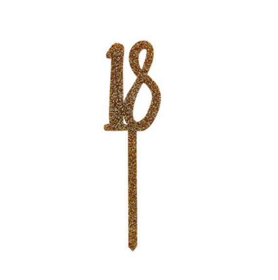 Gold Glitter 18th Birthday Cake Topper, Gold Birthday Cake Topper, Gold  Cake Decorations, Gold Glitter Party Cake Topper 